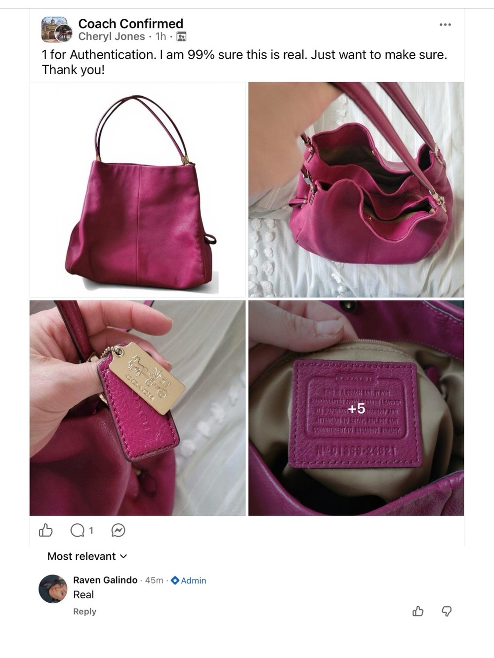 Coach Madison Phoebe Hobo Bag Style 24621 Raspberry Boho Y2K Authenticated 4/26 - Picture 12 of 13